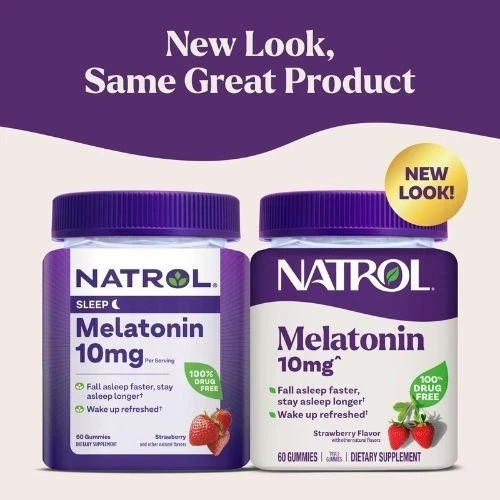 Natrol® 10mg Melatonin Gummies, Supplements for Sleeping, 60 Strawberry Gummies,