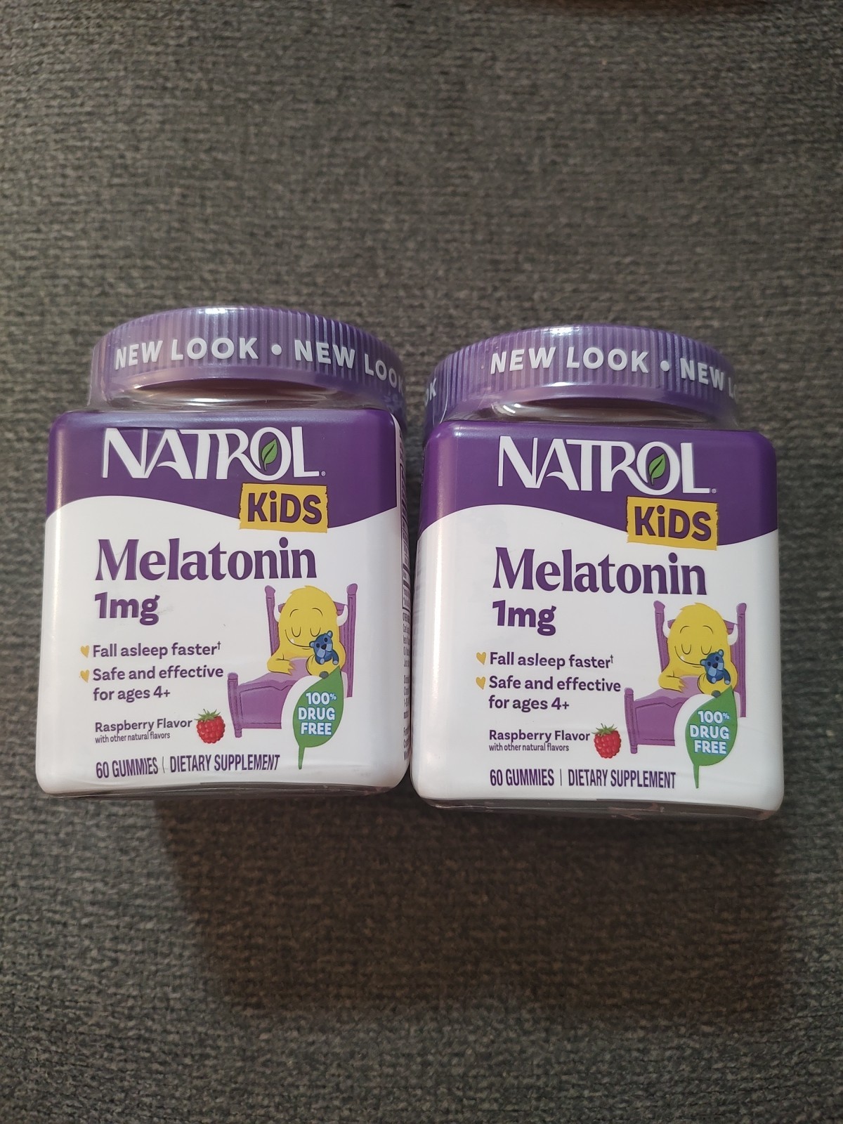 2 Natrol Kids Melatonin Sleeping Aid Pills -ras Berry – 60 Gummies Each