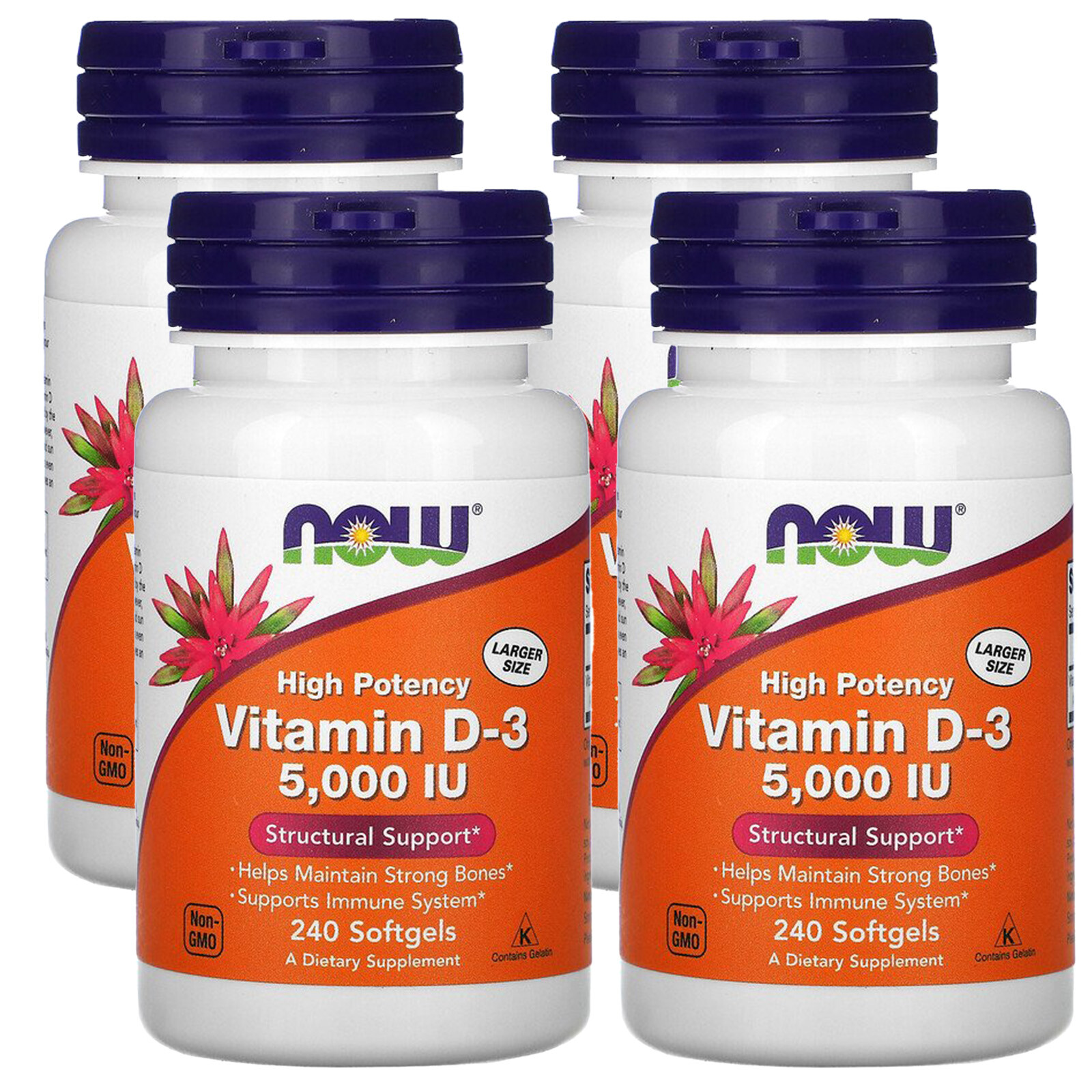 NOW Supplements, Vitamin D-3 5,000 IU, High Potency, Structural Support*, 240