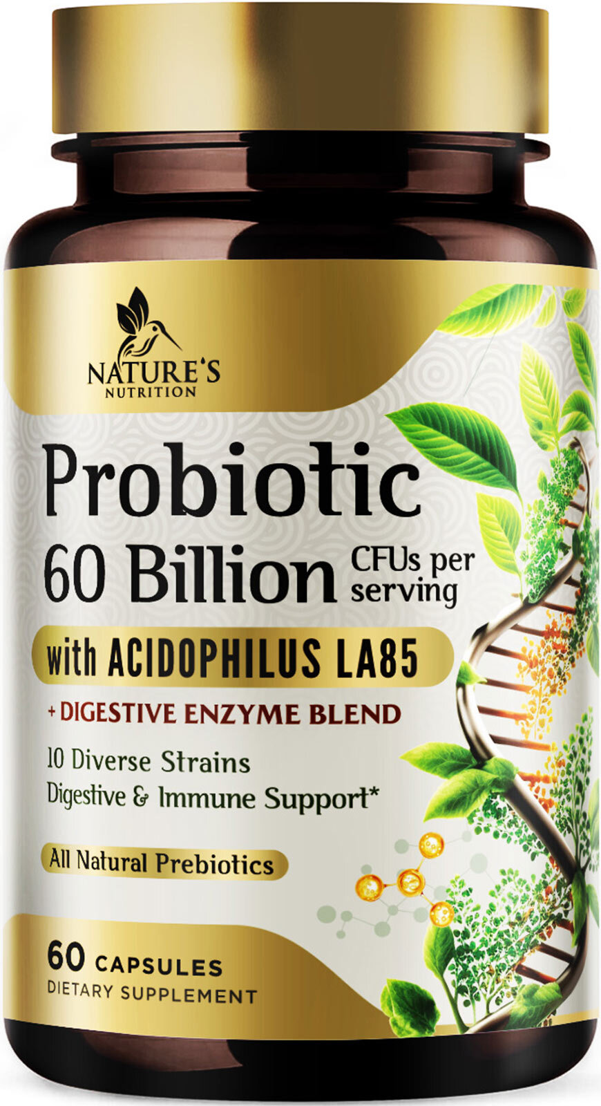 Probiotics 60 Billion CFU – Immune Support & Digestive Health Support, Non-GMO