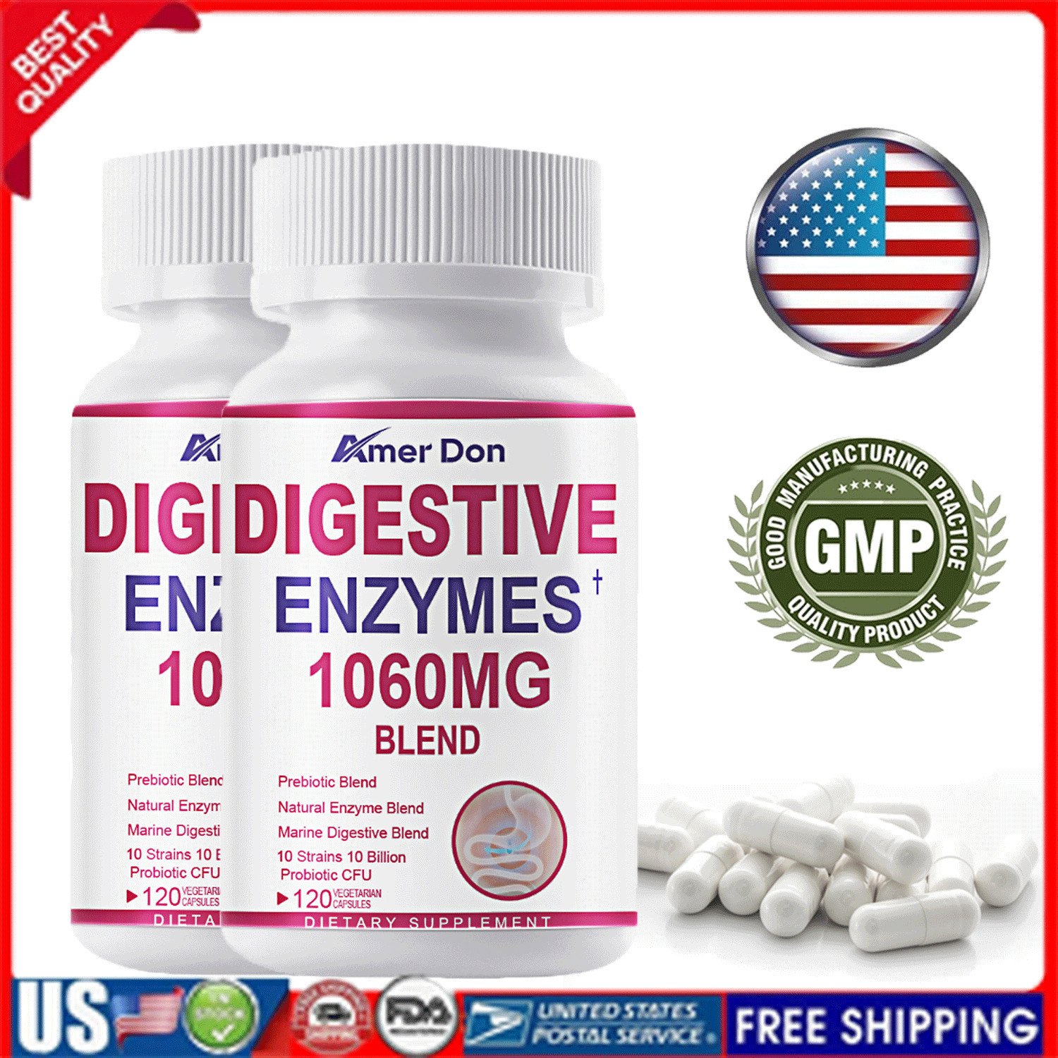 Daily Digestive Enzymes with Prebiotics Probiotics 240 capsules