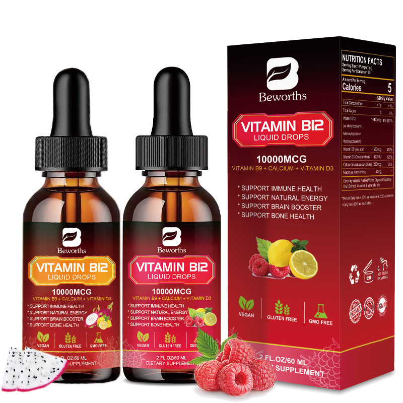 Vitamin B12 (Methylcobalamin) Plus Vitamn B9 D3 Drop Energy, Mood Immune Support