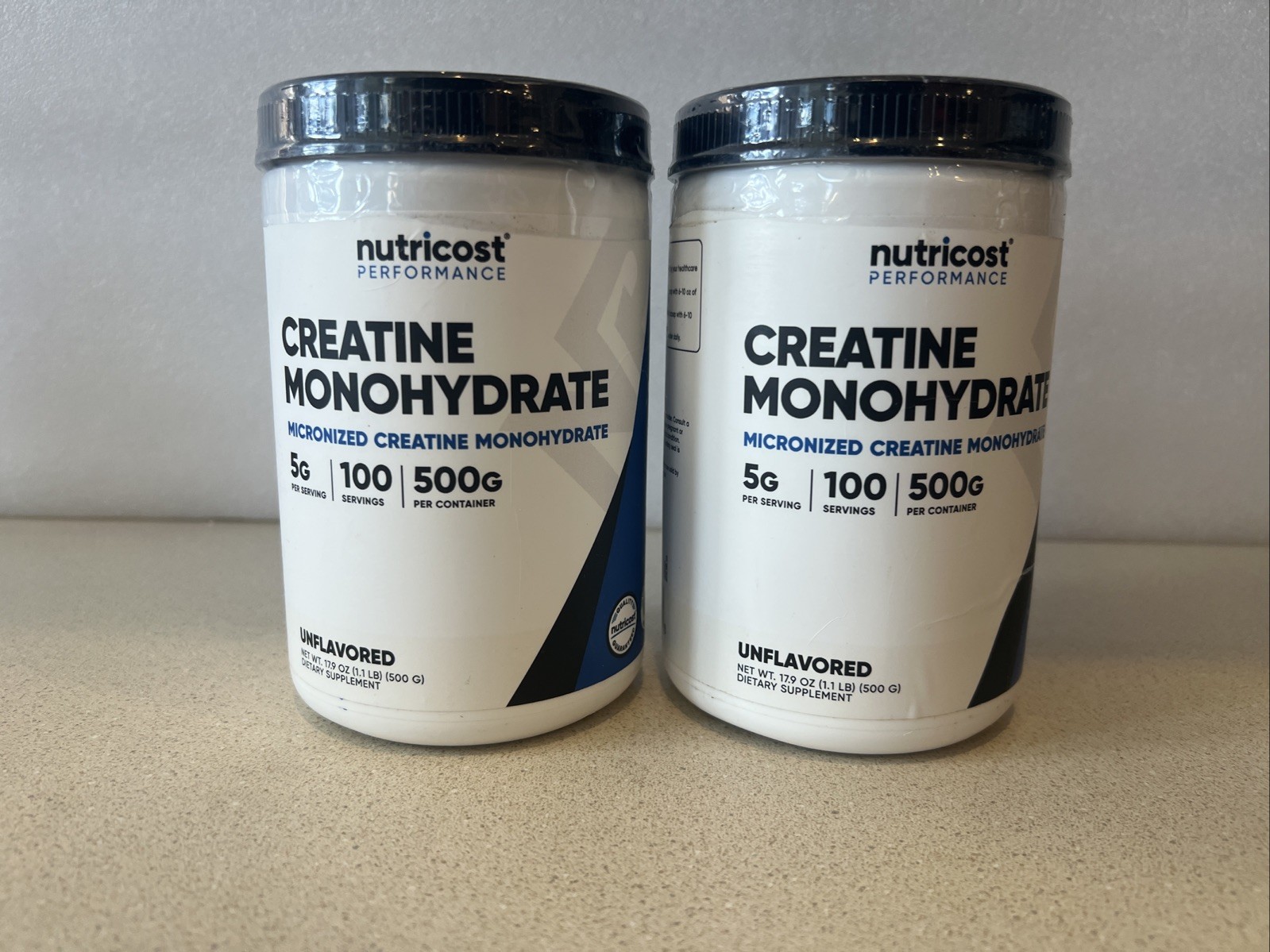 Lot Of 2 Nutricost Pure Creatine Monohydrate 500 Gram 1.1lb Powder -Exp 10/26