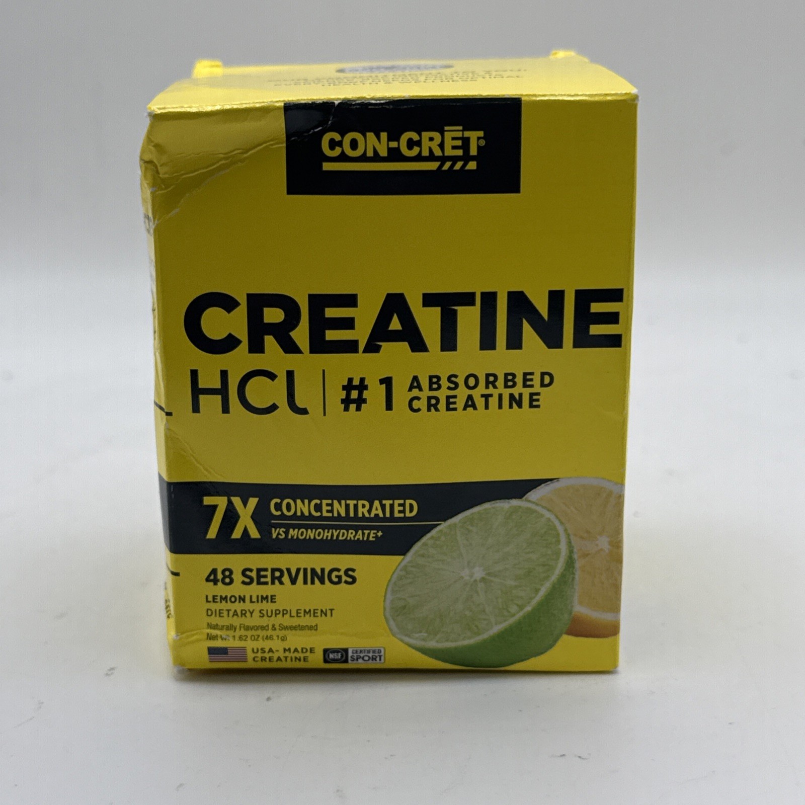 CON-CRET Creatine HCl Flavored Powder – Lemon Lime – 48 Servings – Exp 2028