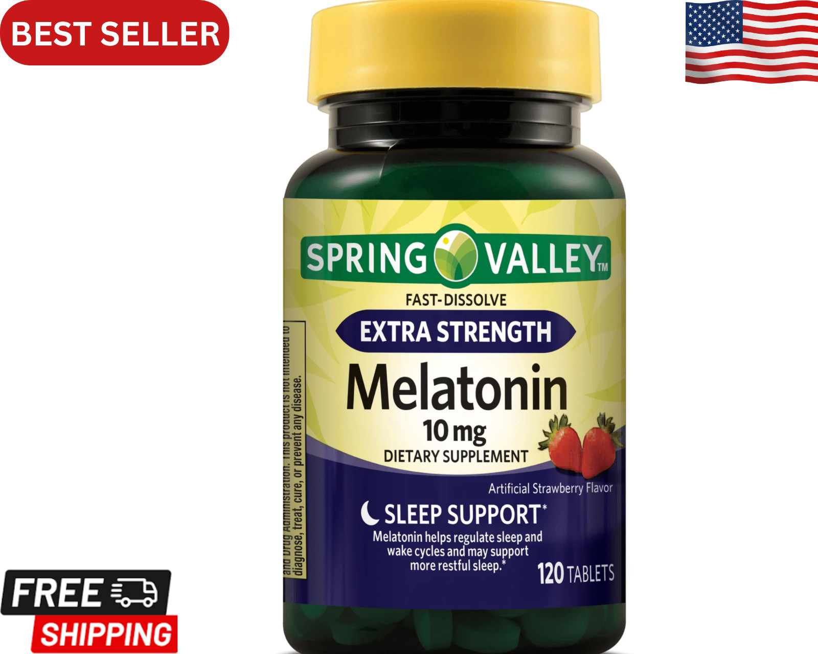 Spring Valley Extra Strength Melatonin Tablets Dietary Supplement, 10 mg, 120 Ct