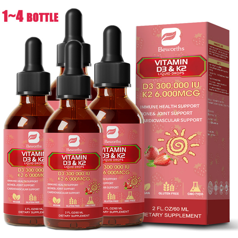 Vitamin D3 10000 IU + K2 MK7 200 mcg Drops Immune, Bone, Heart Health Support