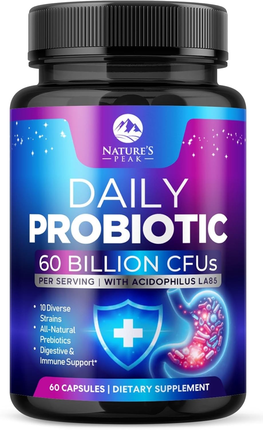 Daily Probiotic Supplement 60 Billion CFU – 10 Diverse Strains for Digestion