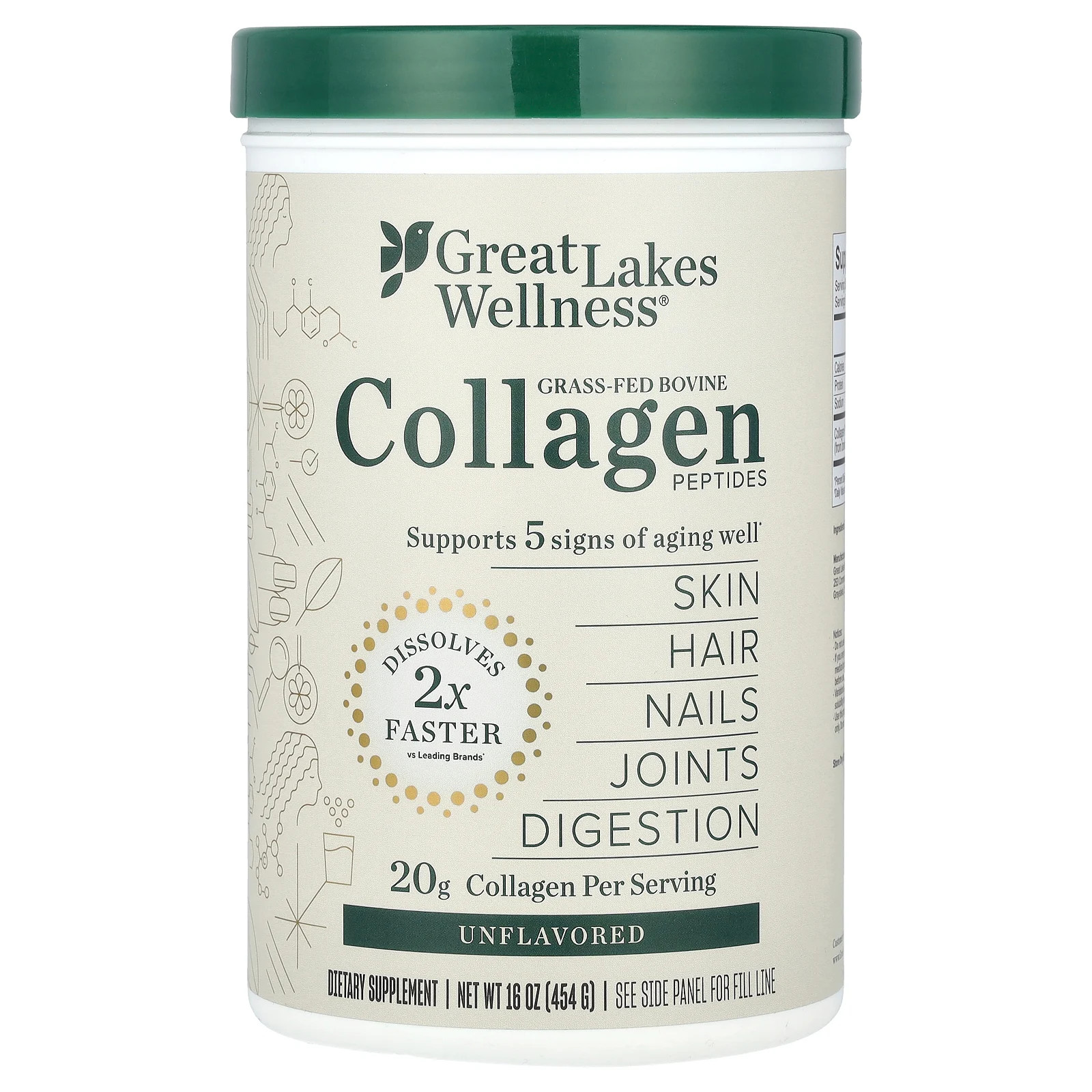 Grass-Fed Bovine Collagen Peptides, Unflavored, 16 oz (454 g)