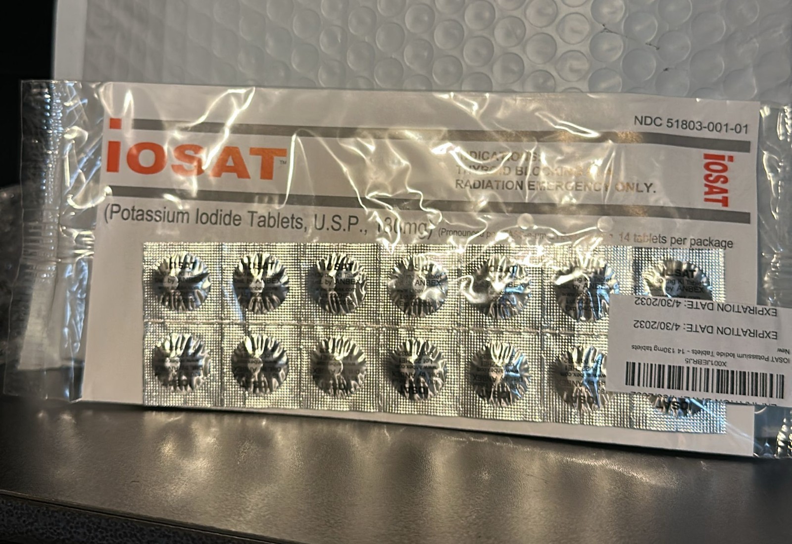 IOSAT Potassium Iodide Tablets Anti-Radiation 130MG 14 Tablets-1PacK