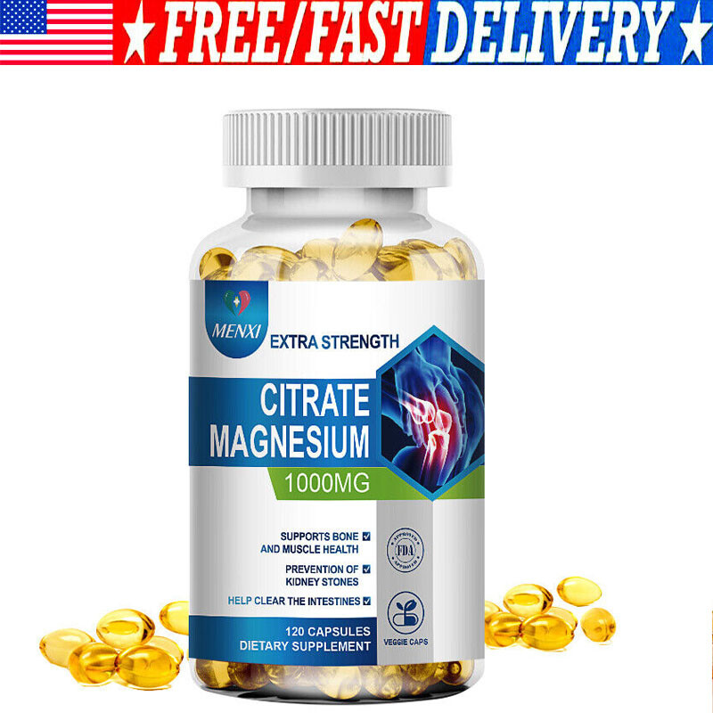 120Pills Magnesium Citrate 1000mg Capsules Super Strong Effective Vegan Capsules