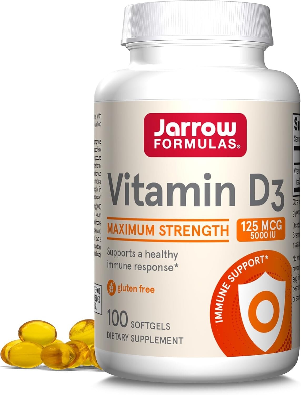 Vitamin D3 125 mcg (5000 IU) 100 Servings (Softgels) Bone Health Immune Support