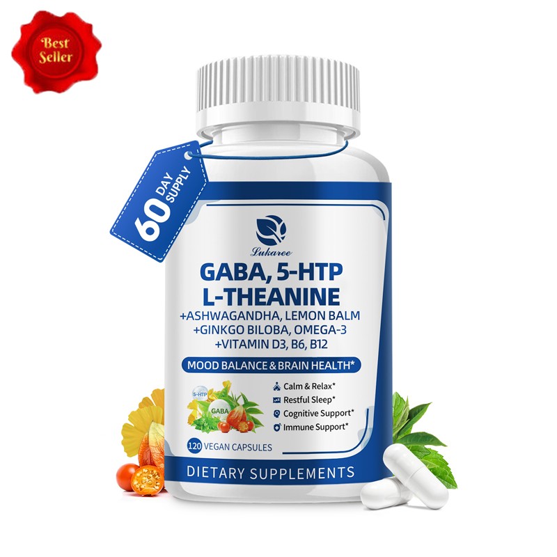120 Capsules GABA 750mg Gamma Aminobutyric Acid Supplement Stress Relief