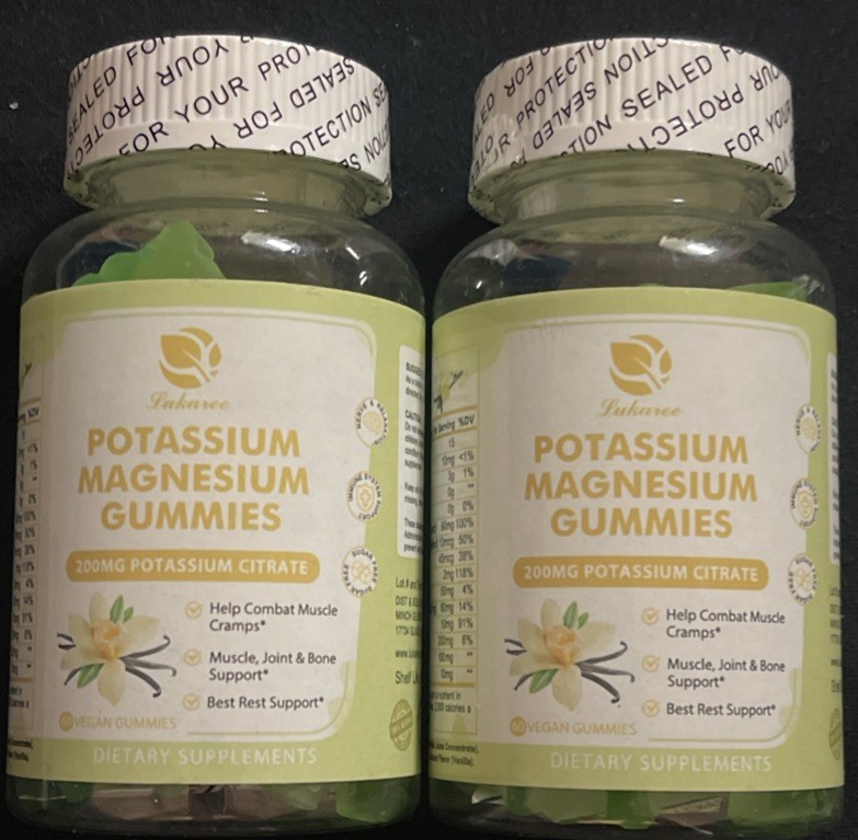 2x Magnesium Potassium Gummies Magnesium Glycinate Potassium Citrate Supplement
