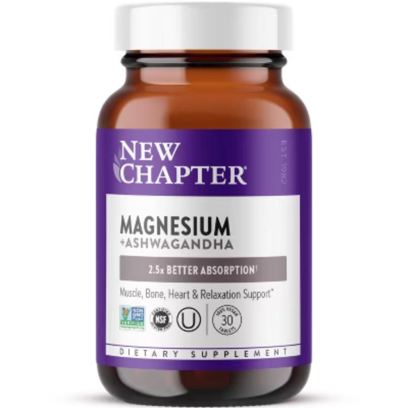 New Chapter Magnesium + Ashwagandha for Muscle & Relaxation Support, 325 mg