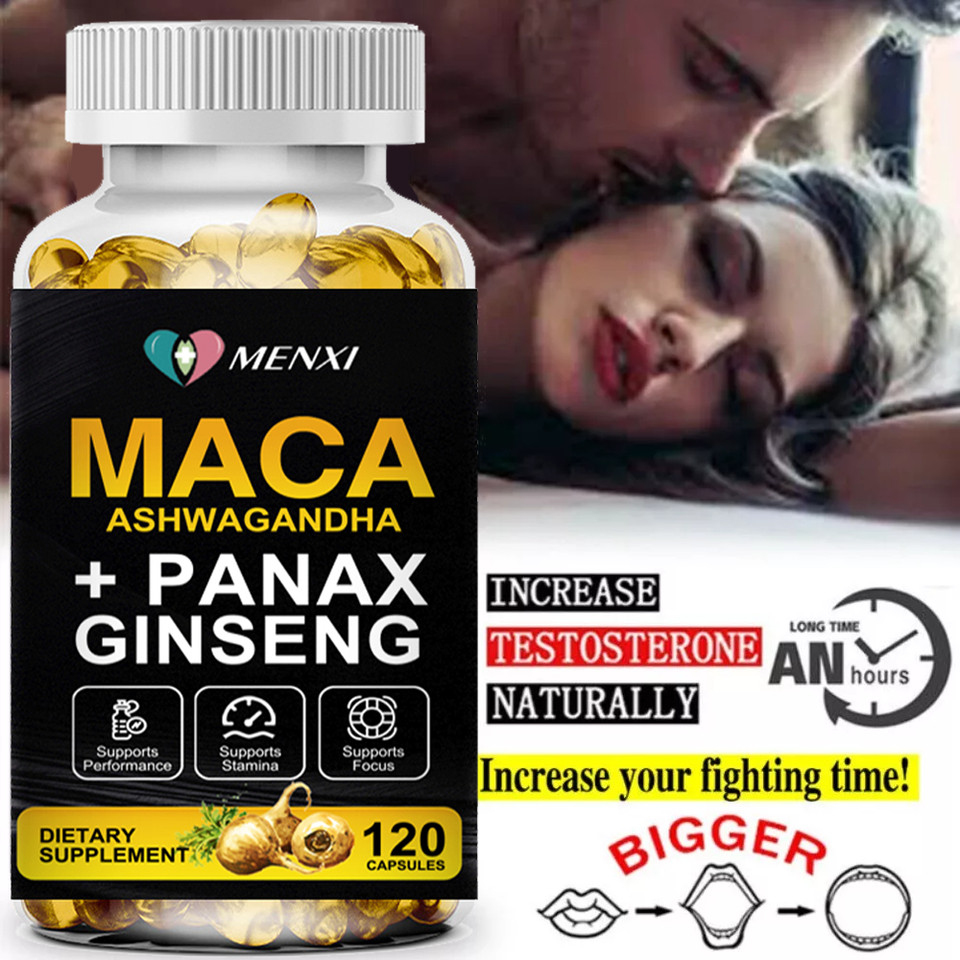 Maca Root + Ashwagandha + Korean Ginseng 12000mg, Peruvian Maca Root 120 Capsule
