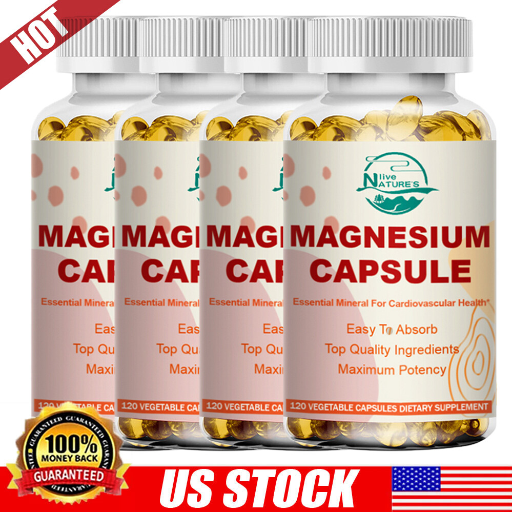 Magnesium Glycinate Capsules 500mg Caps Pills Non-GMO Gluten Free Softgels