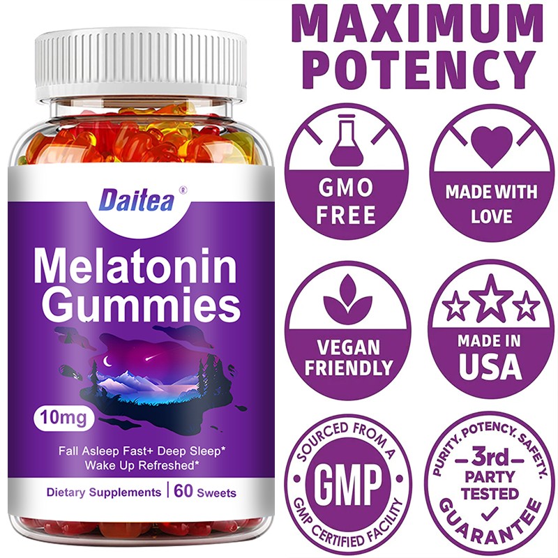 Melatonin 10mg Sleep Aid Gummies Fall Asleep Faster Supports Eye Health 60 CT
