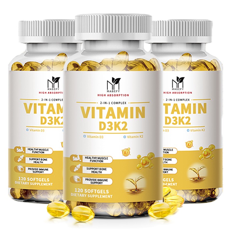 3 Pack Vitamin D3 K2 Capsules High Potency, Bone & Heart Support D3 1000iu