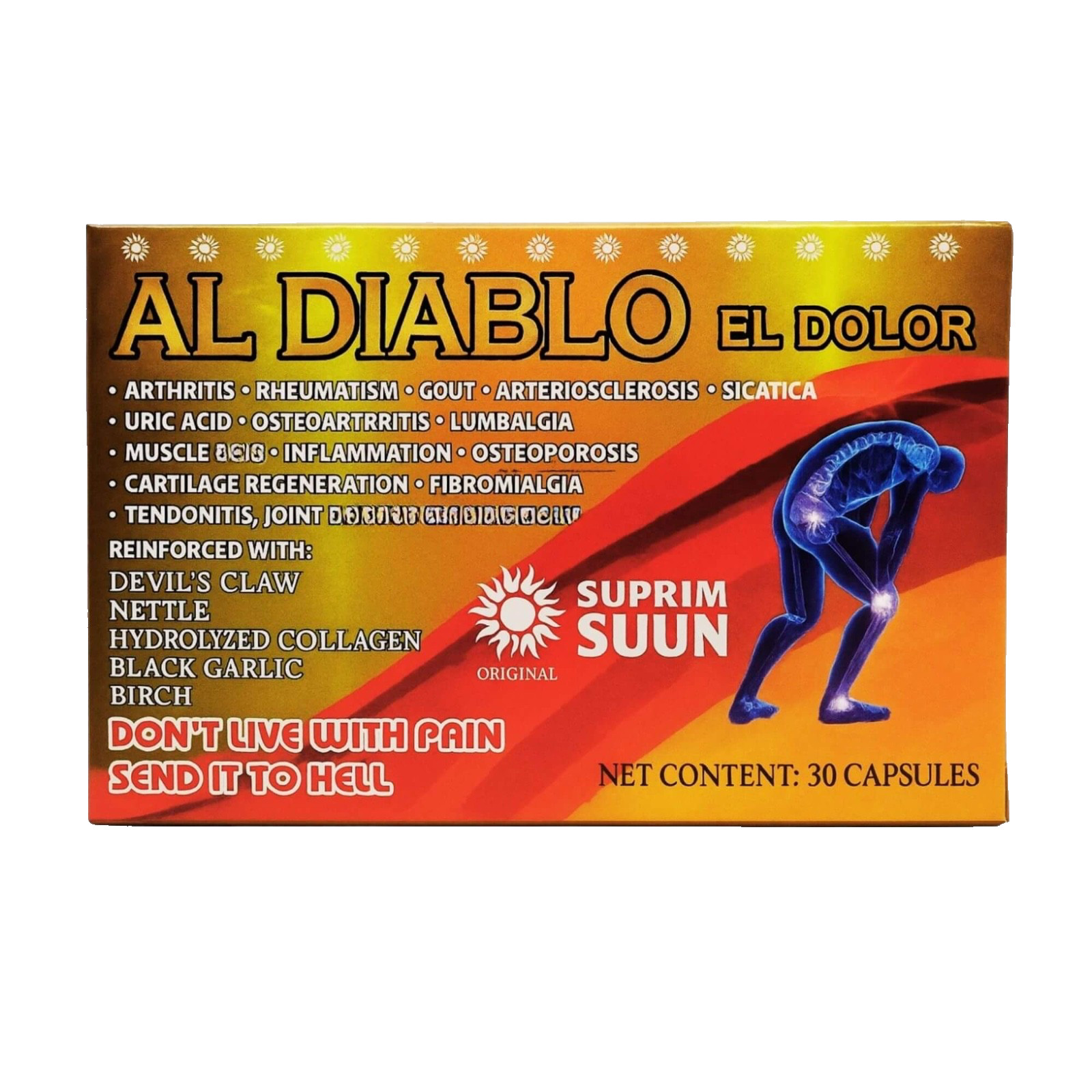 Al diablo el dolor capsules glucosamine cartilage turmeric collagen 30 Caps