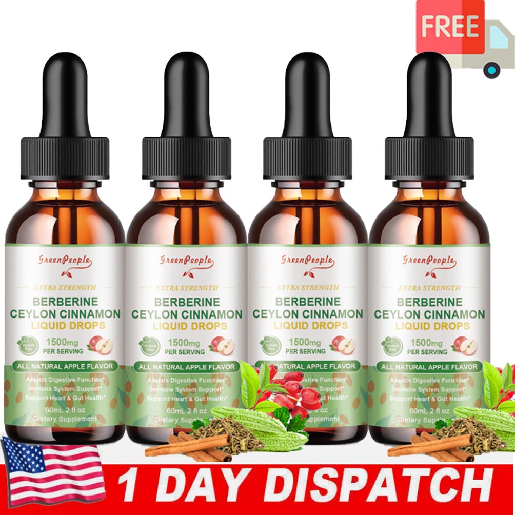 2/4x Organic Berberine Liquid Drops – 500mg Berberine +Magnesium Supplement HCL