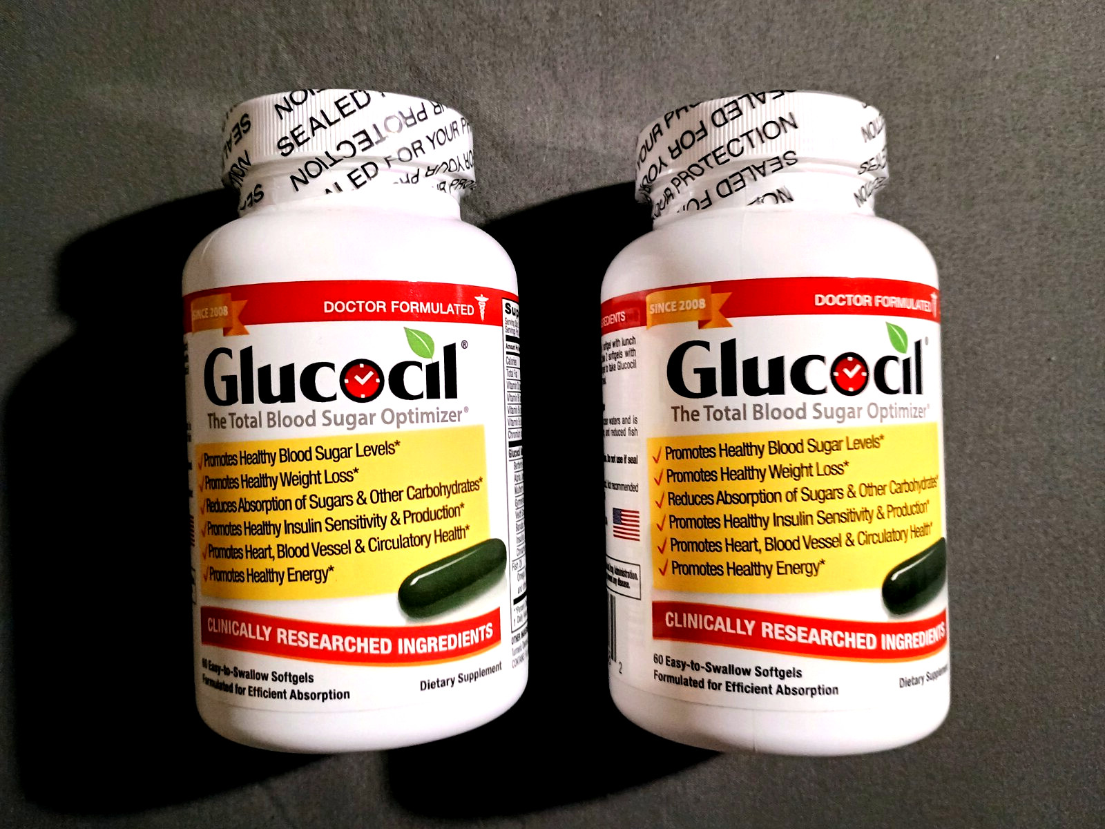 (Lot of 2) New Bottles Glucocil/Total Blood Sugar Optimizer Easy Swallow Softgel
