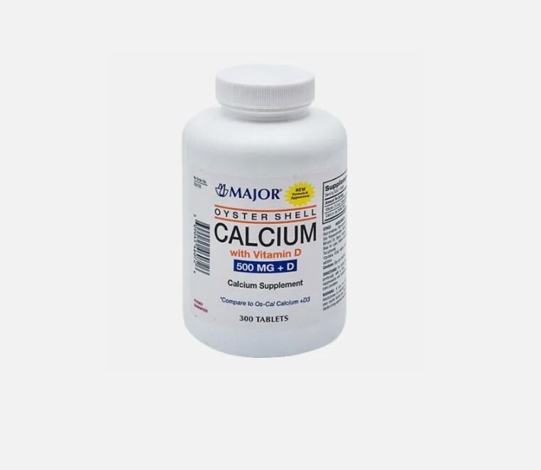Oyster Shell Calcium with Vitamin D 500mg 300 Tabs By Major Pharmaceuticals
