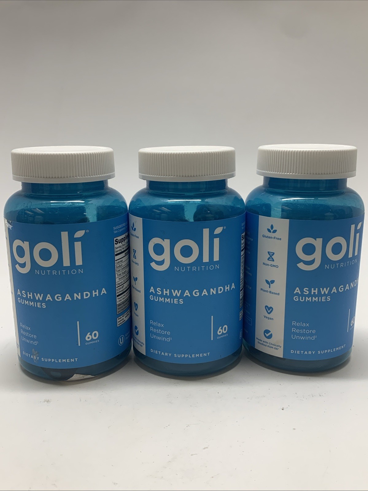 3x Goli Ashwagandha & Vitamin D Gummy 60 Count Each Exp 3/26+