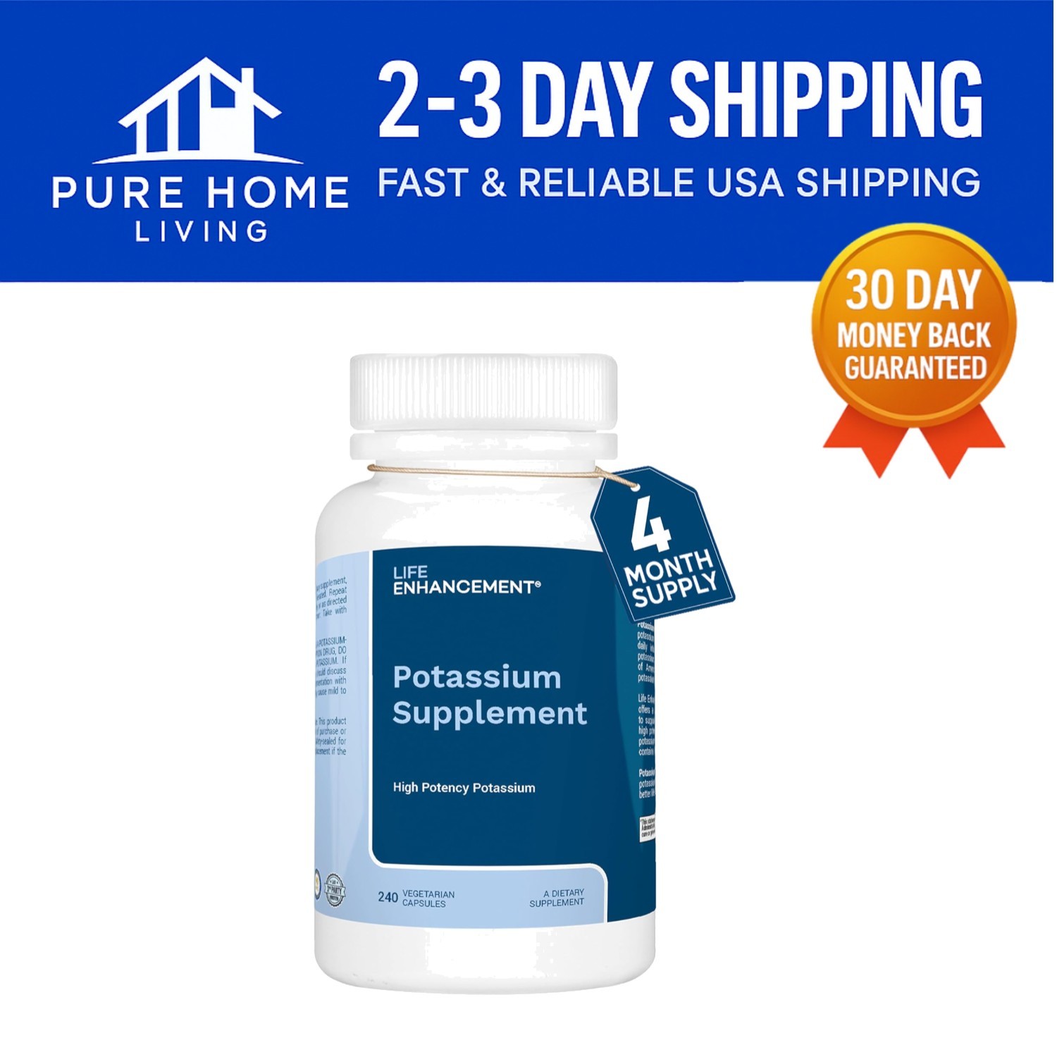 Potassium Supplement – 1020 mg, 240 Veggie Capsules for Daily Health