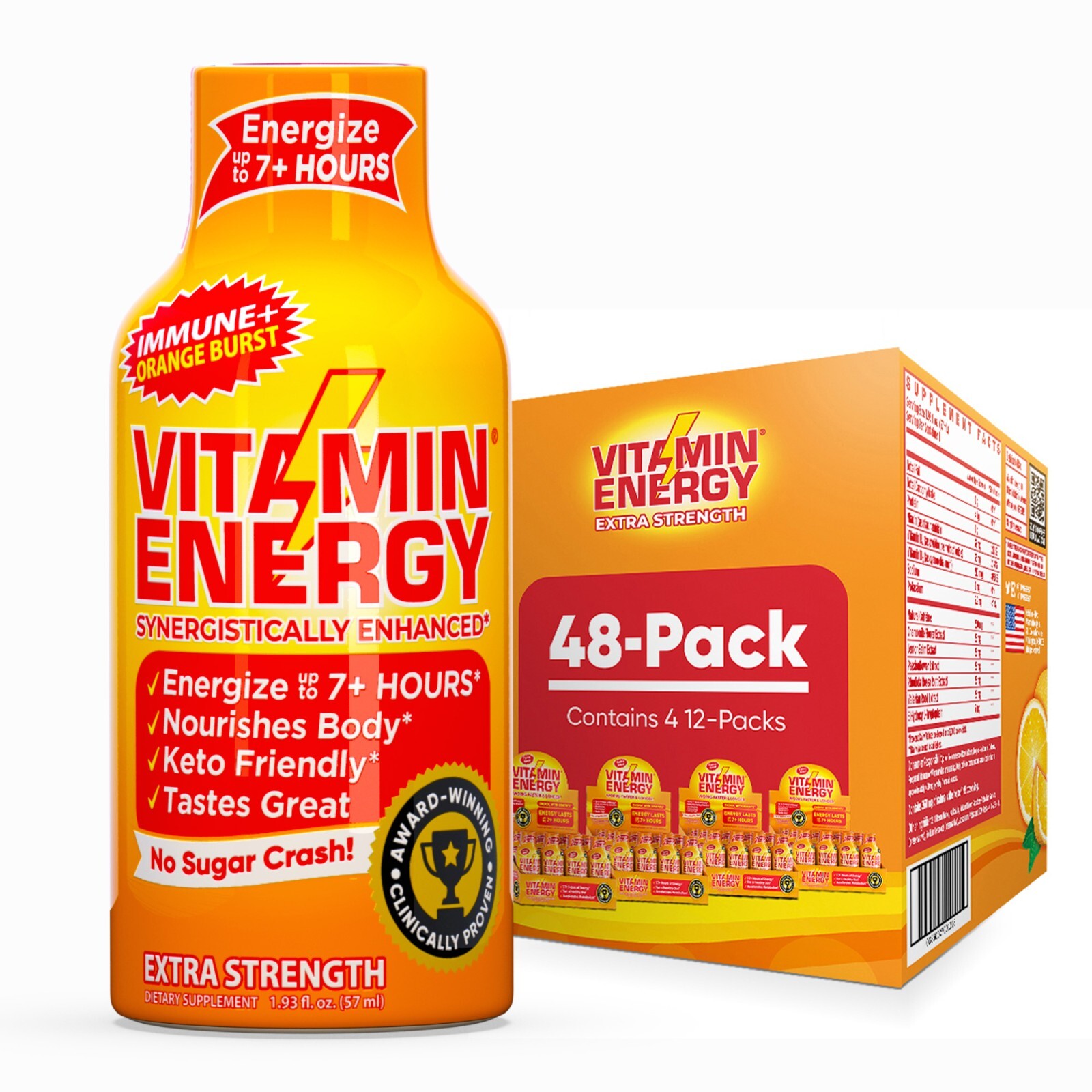 (48 Pack) Vitamin Energy® Immune+ Energy Shots, Clinically Proven