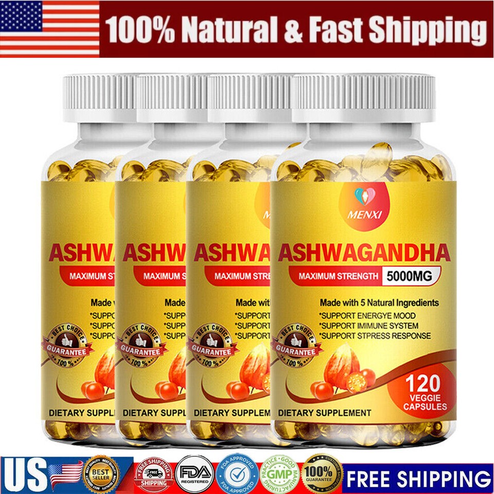 5000mg Organic Ashwagandha Root Extract Vegan High Strength Capsules 120 Pills