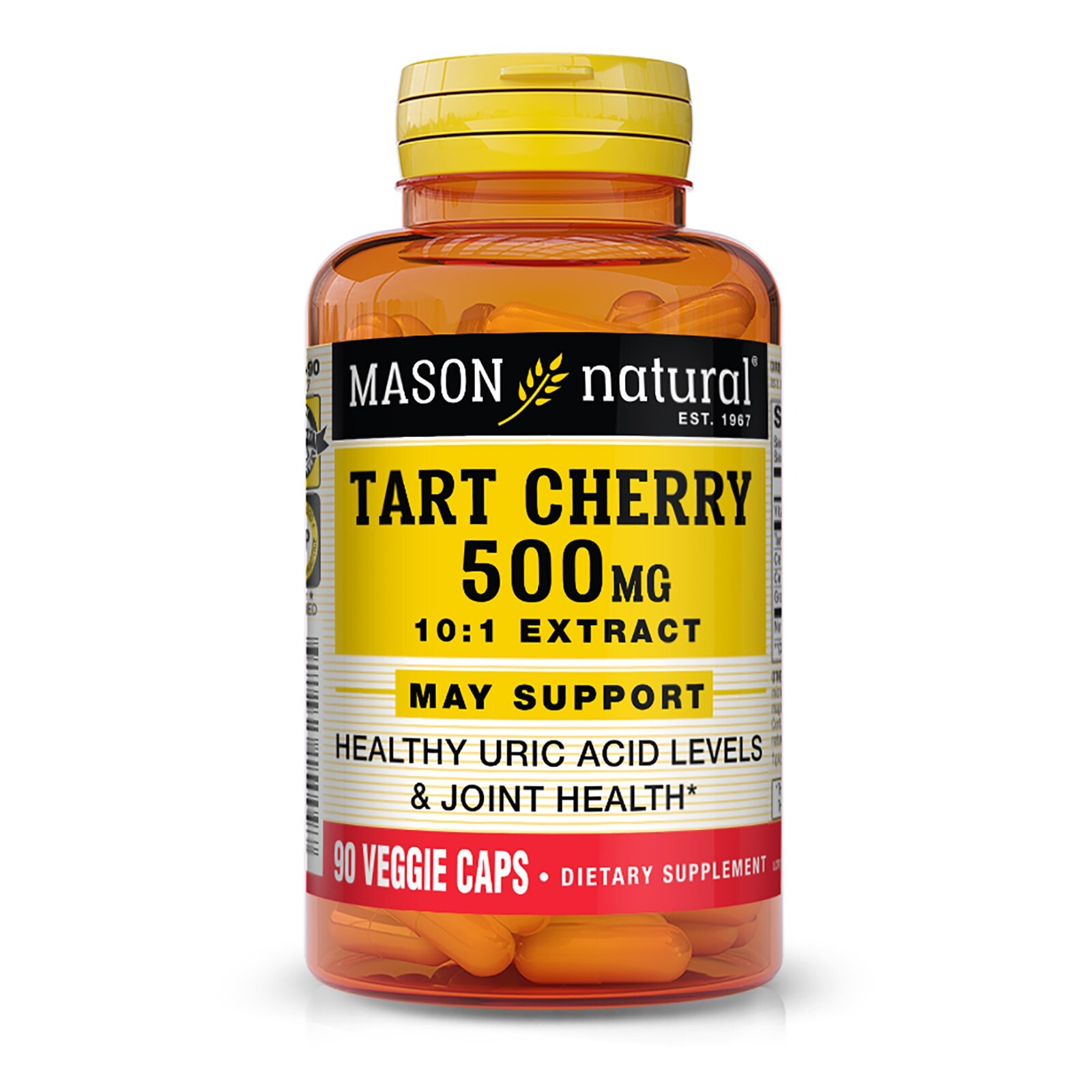 Mason Natural Tart Cherry 500 mg  10:1 Extract – Uric Acid Levels, 90 Capsules