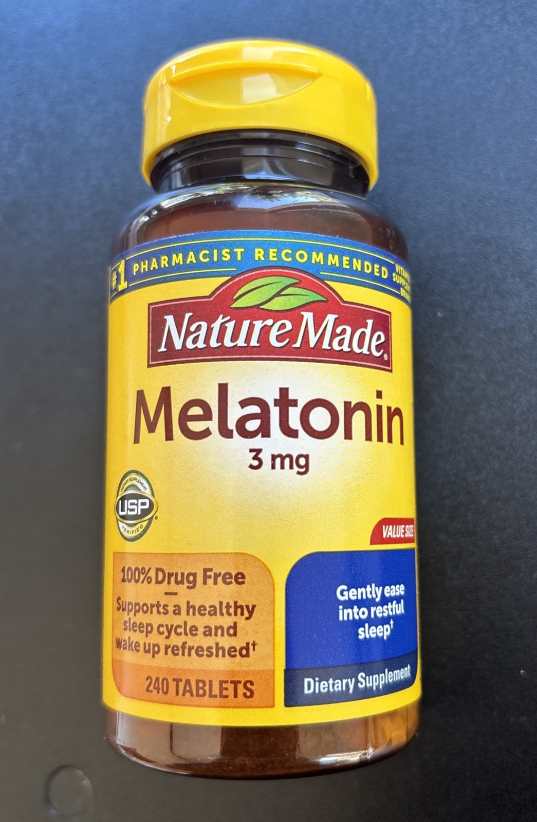 🔥 Nature Made Melatonin 3 mg 240 Tabs,Drug free,Support Healthy sleep,EXP 09/27