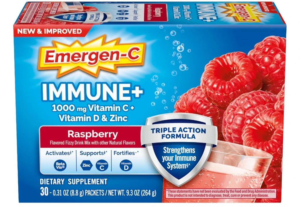 Emergen-C Immune+ Powder, 1000mg Vitamin C, Raspberry Flavor, 30 Count