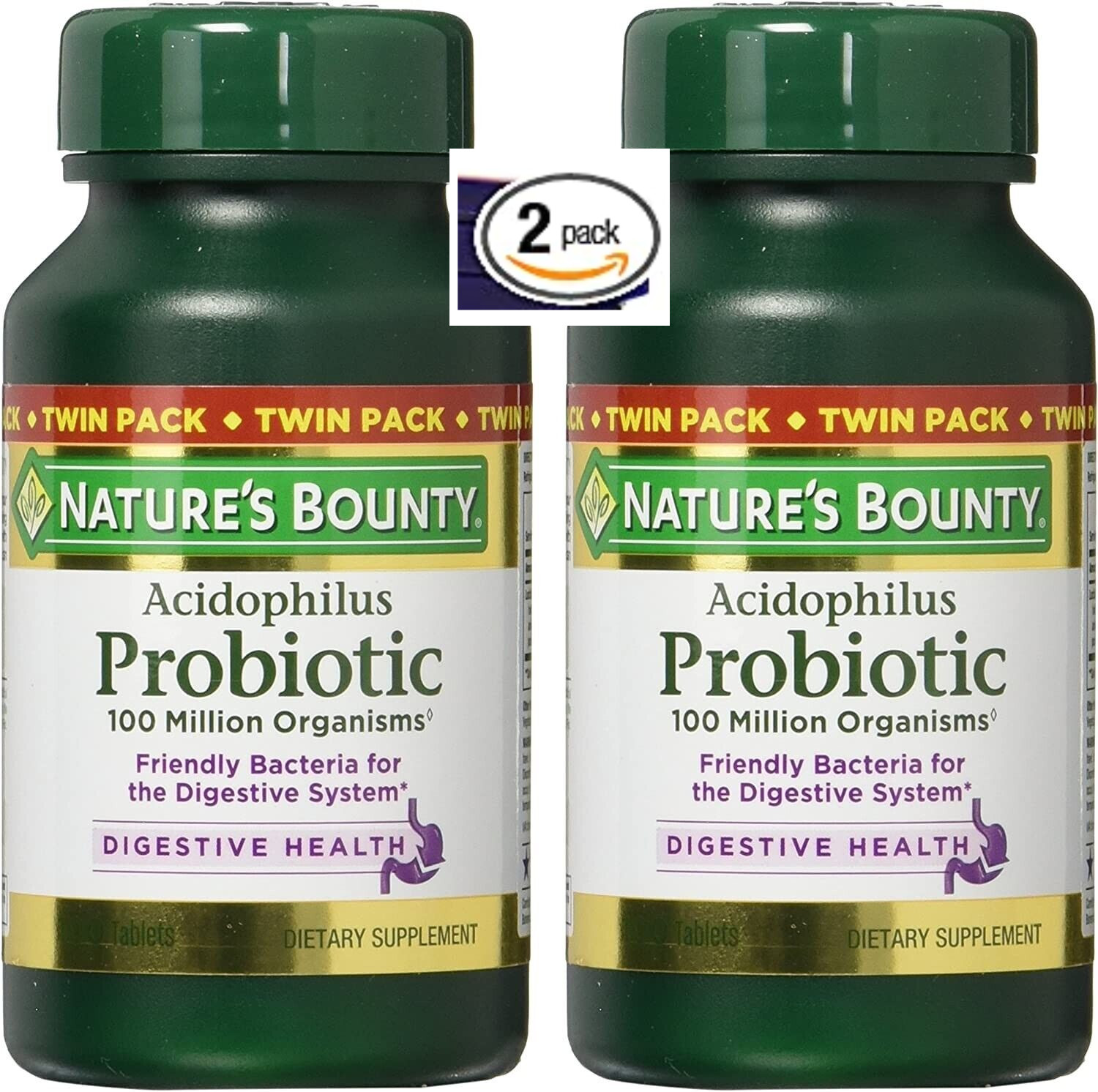 2 Pack Probiotic Acidophilus 100 Million Cfu 200 Tabs (2×100) Vegetarian 2026