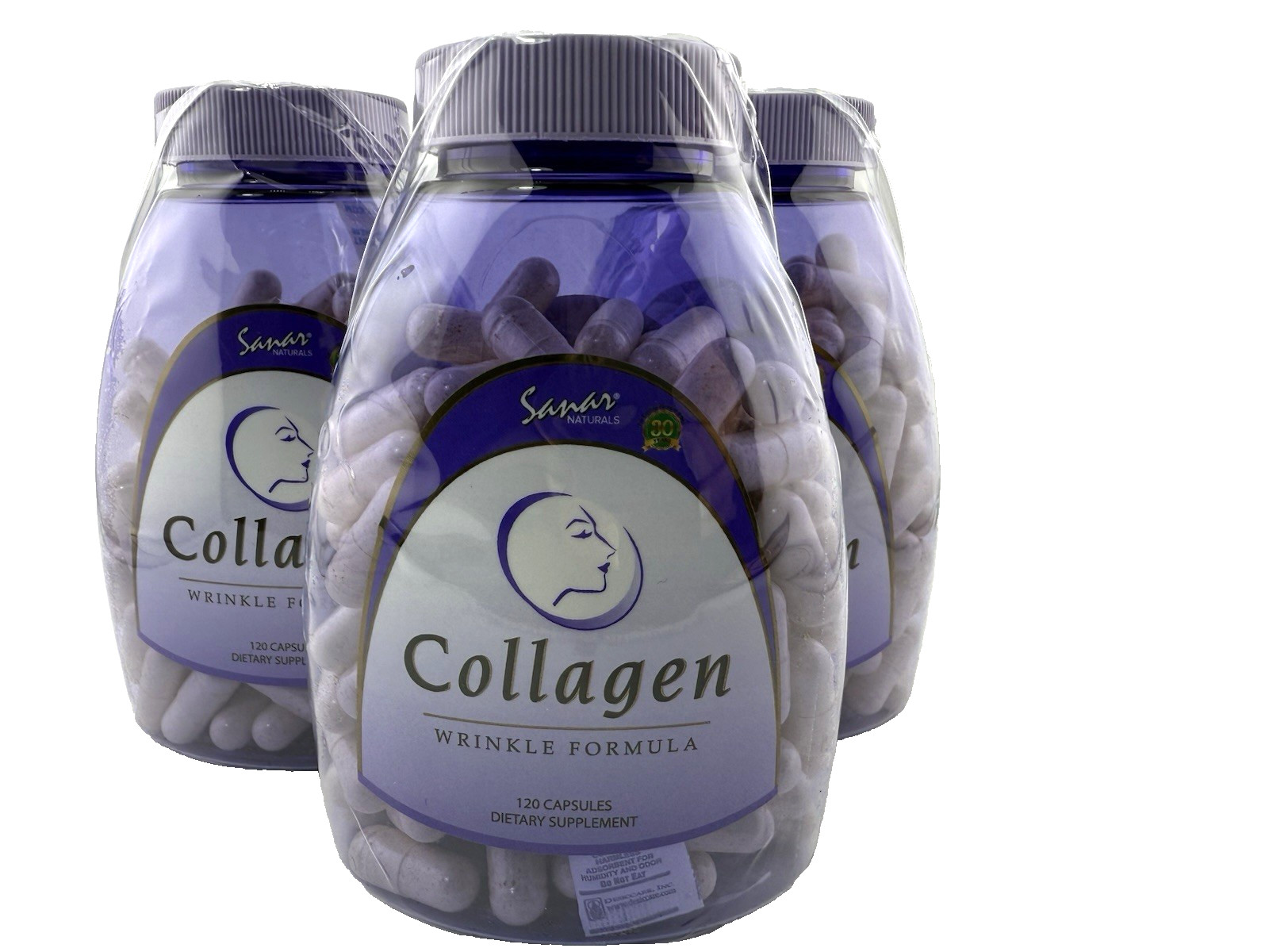 3 pk- Sanar Naturals Collagen Wrinkle Formula Dietary Supple. Caps. *EXP 11/27*