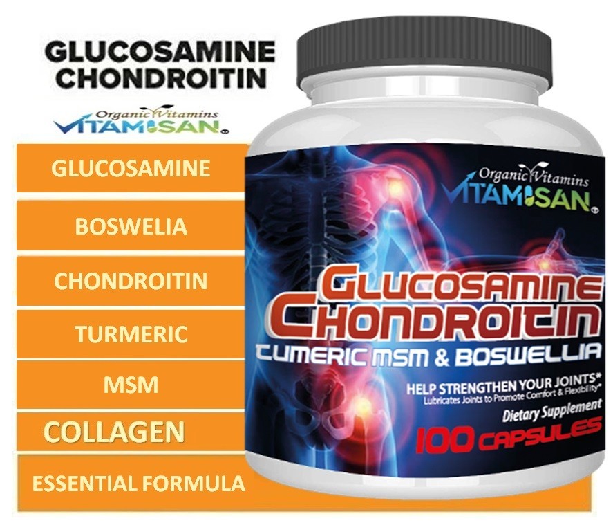 100 Triple Strength Glucosamine Chondroitin MSM Collagen Boswellia TUMERIC D & C