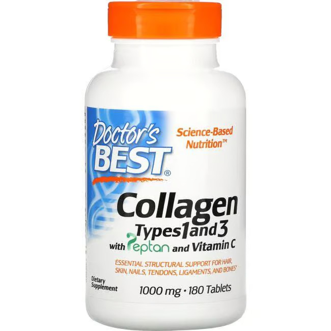 Doctor’s Best Collagen Types 1 and 3 with Peptan and Vitamin C 1,000 mg 180 Tabs