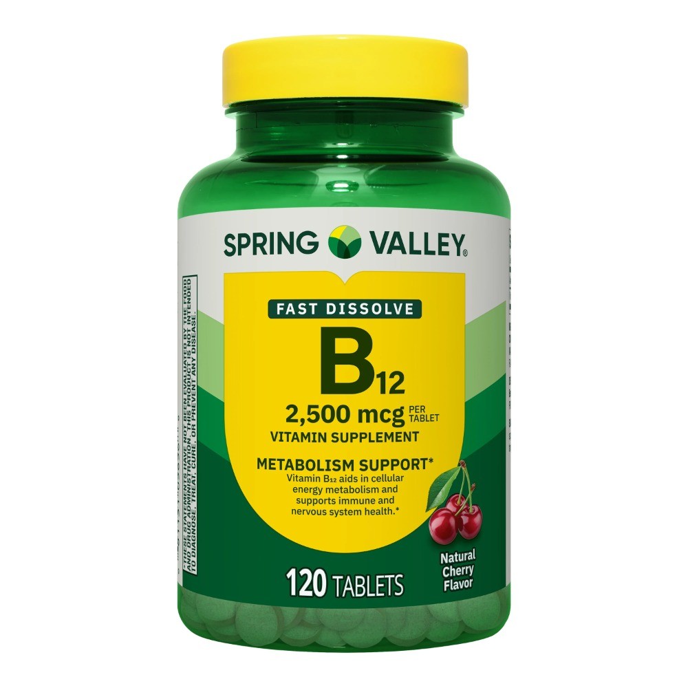 Vitamin B12 Supplement Quick-Dissolve Tablets, 2500 mcg, Cherry, 120 Count
