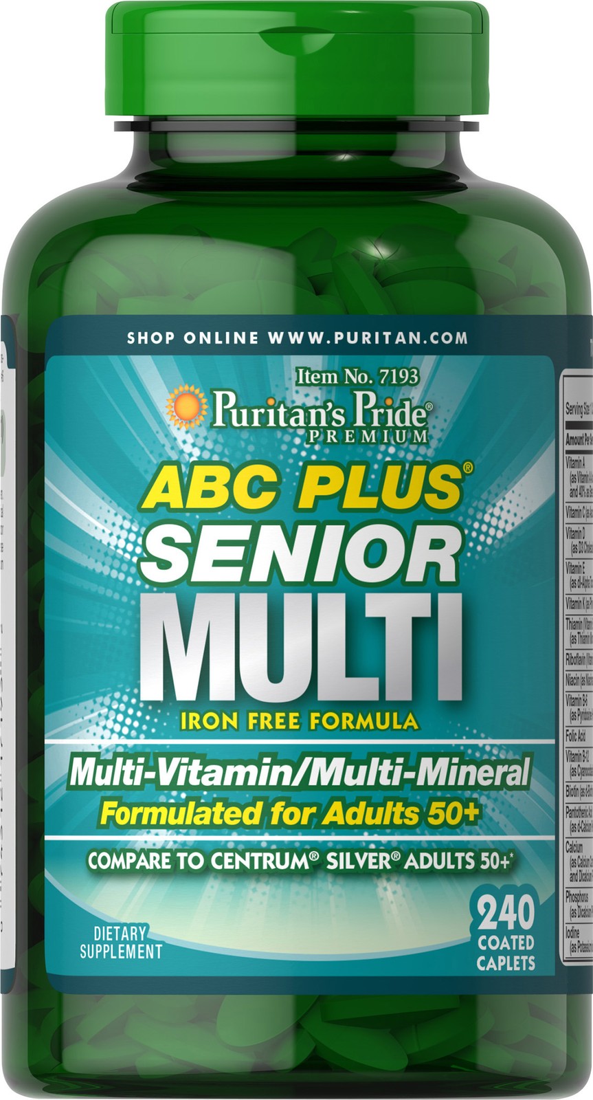 Puritan’s Pride ABC Plus Senior Multivitamin Multi-Mineral Formula – 240 Caplets