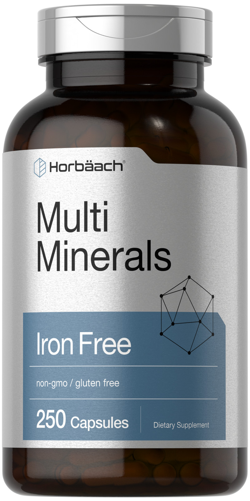 Multi Mineral Supplement | 250 Capsules | Iron Free | Non-GMO | by Horbaach