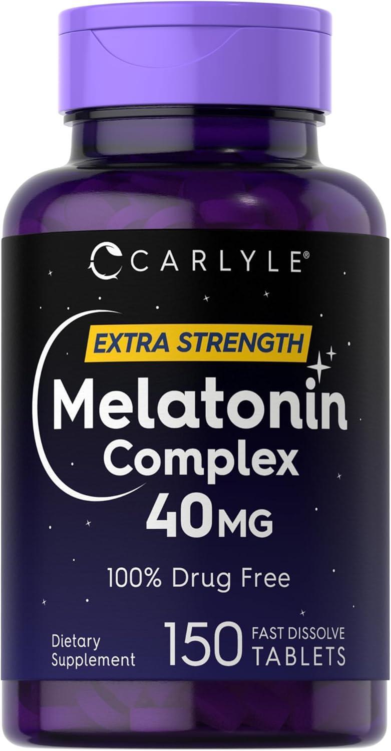 Melatonin 40 Mg Complex Ashwagandha Chamomile Extra Strength Sleep Aid, 150 Tabs