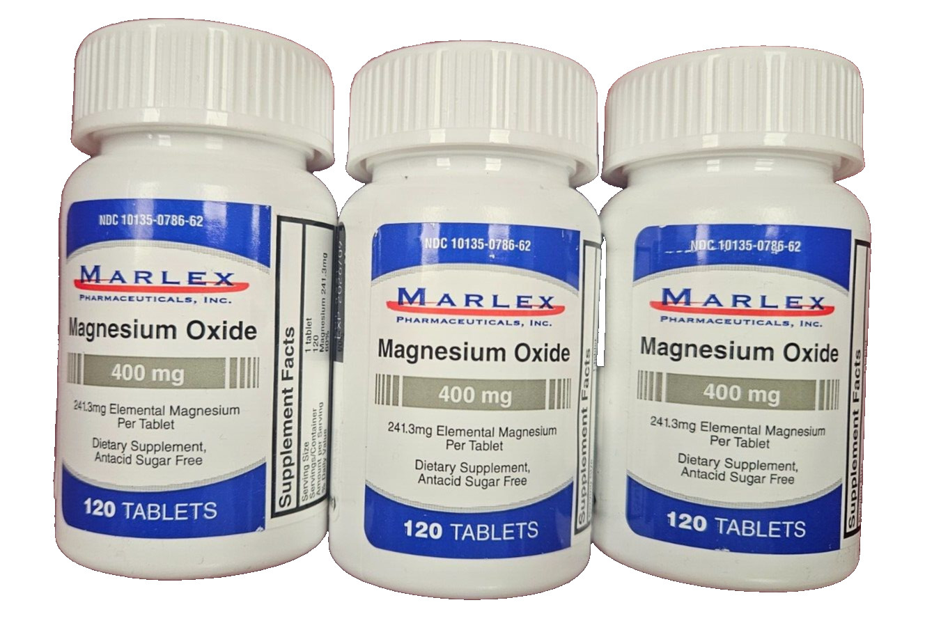 MARLEX Magnesium Oxide 400mg 120ct white — ( 3 pack )