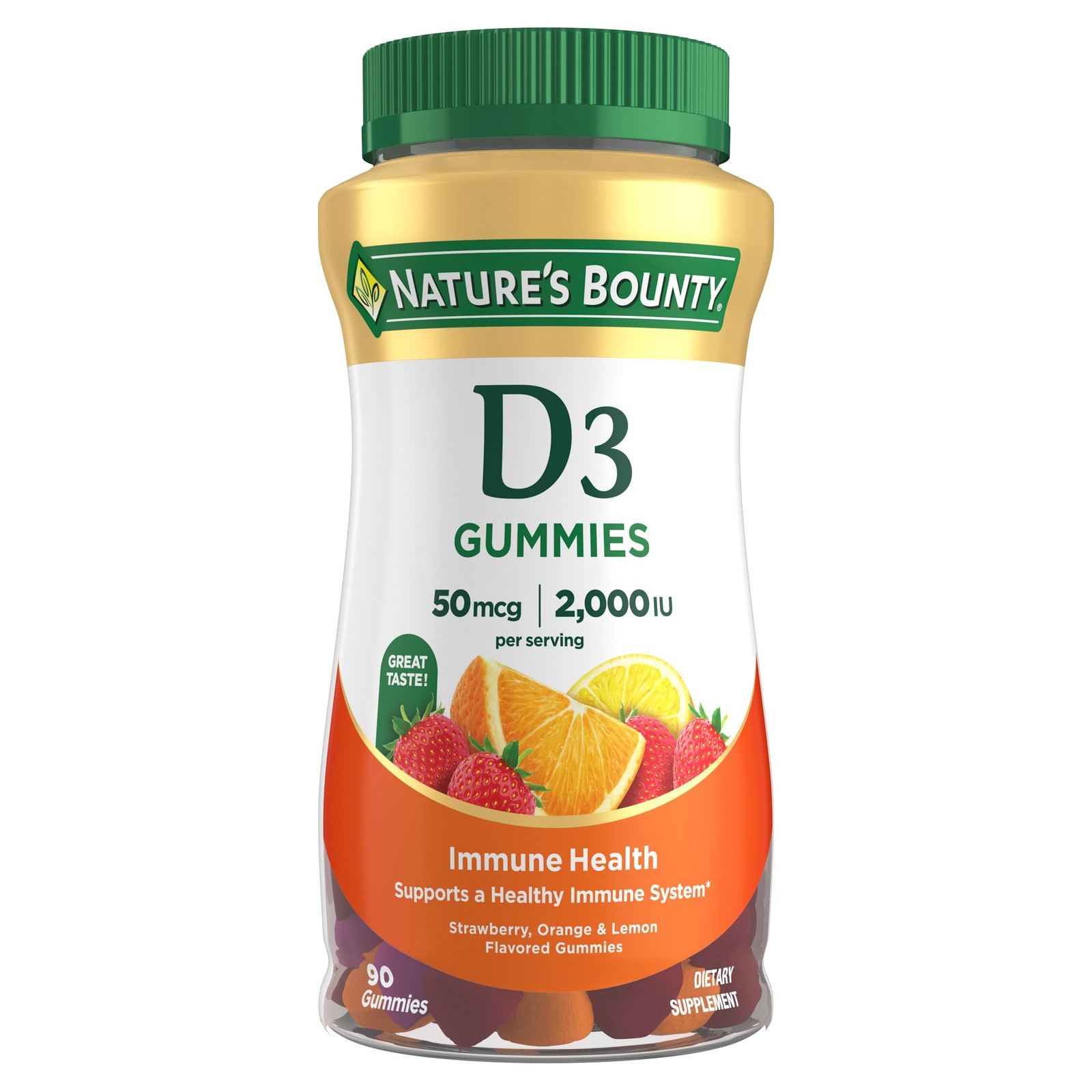 Nature’s Bounty Vitamin D3 Gummies 90 Count Immune Support & Healthy Bones
