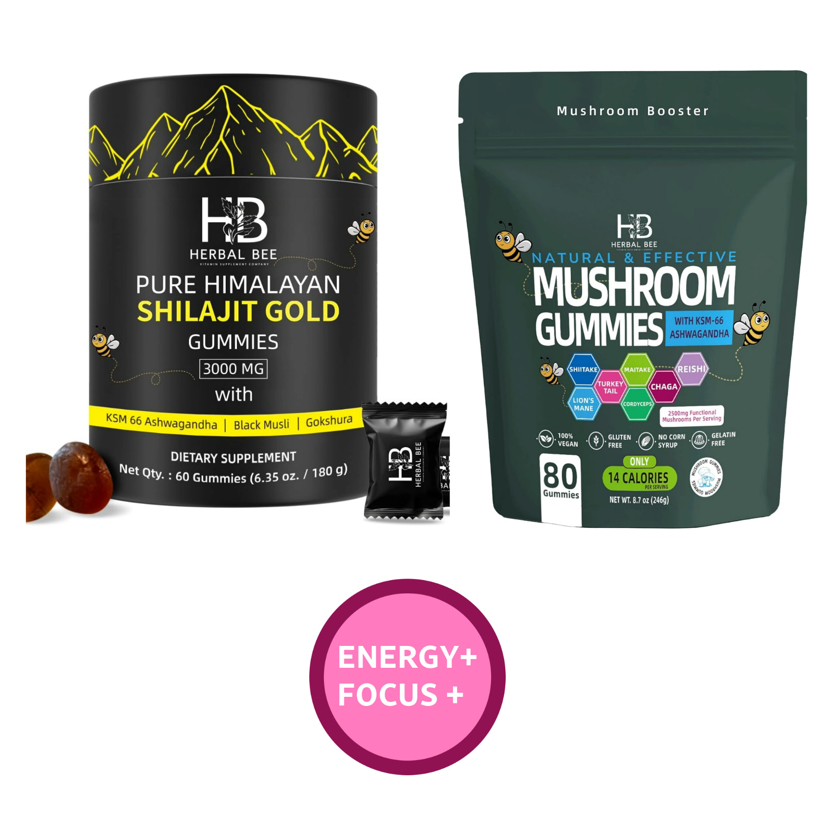 Himalayan Shilajit GOLD Gummies, 3000 mg + 8 in 1 Mushroom Gummies Complex Lions