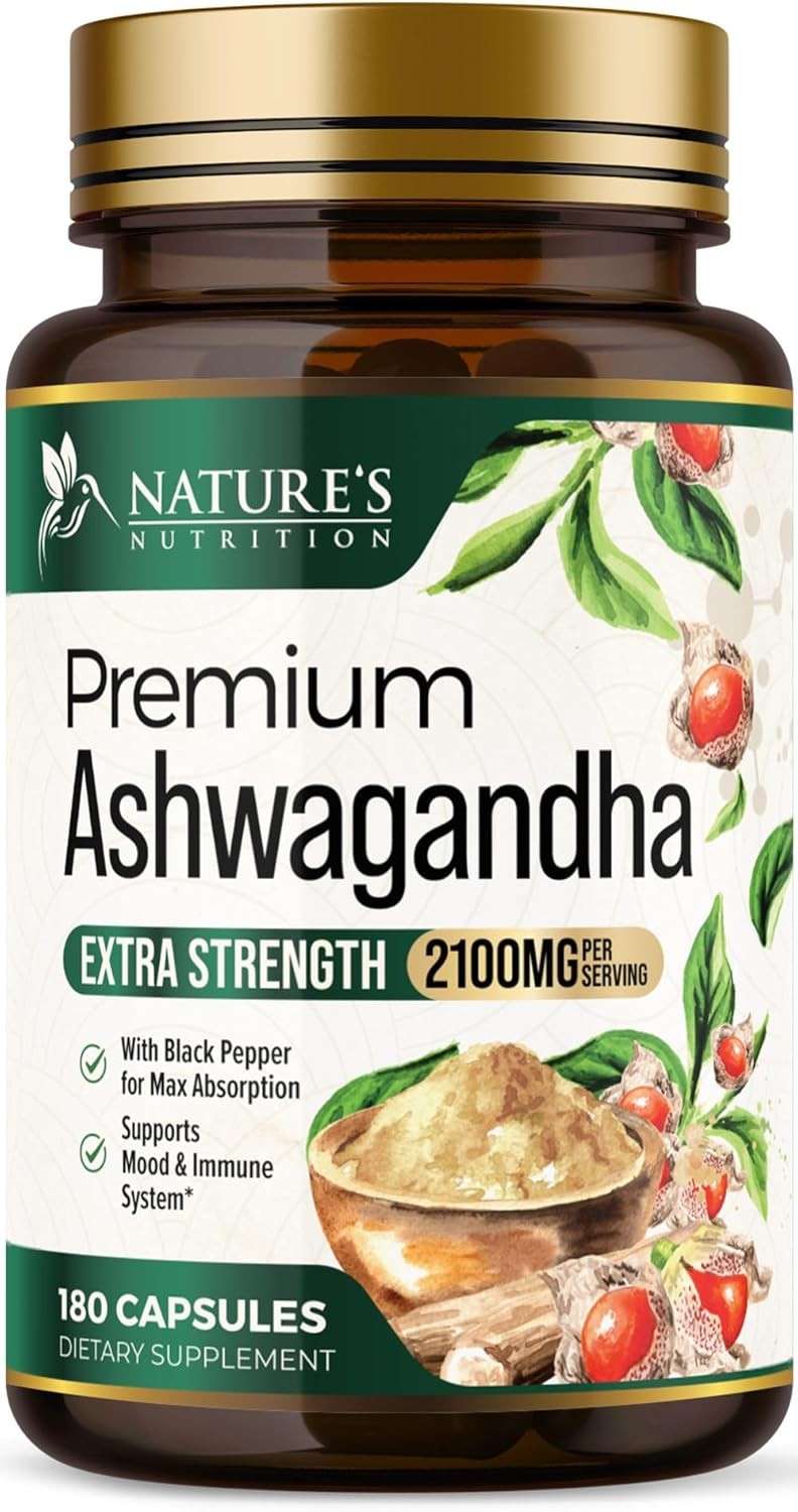 Ashwagandha Supplements – 2100mg Capsule 180 Count (Pack of 1)