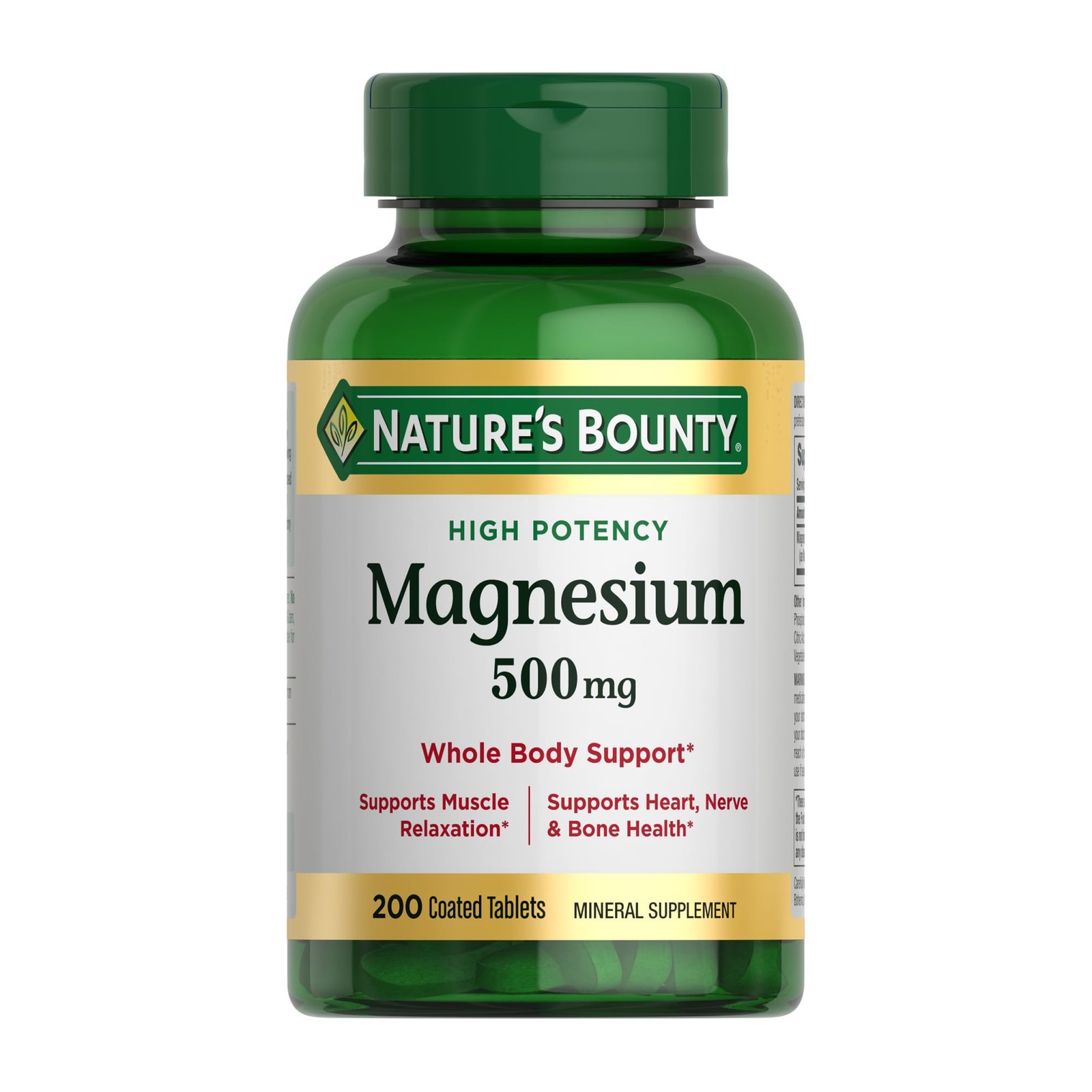 Magnesium by Nature’s Bounty, 500mg Magnesium Tablets for Bone & Muscle
