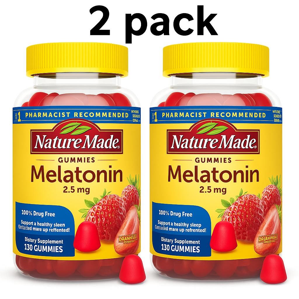 (2 PACK) Nature Made Melatonin Gummies 2.5 mg, 130 ct (09/2026) Exp)