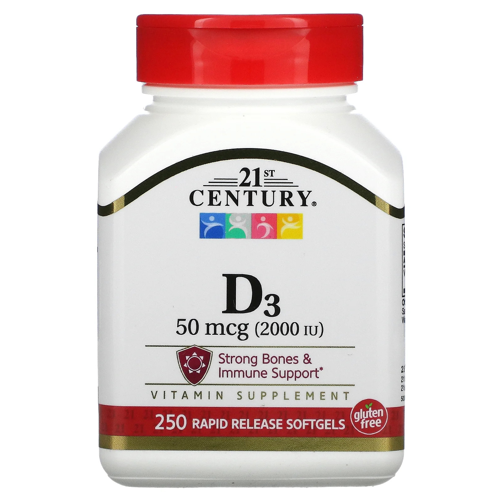 21st Century Vitamin D3 2000 IU 250 Liquid Softgels Gluten-Free