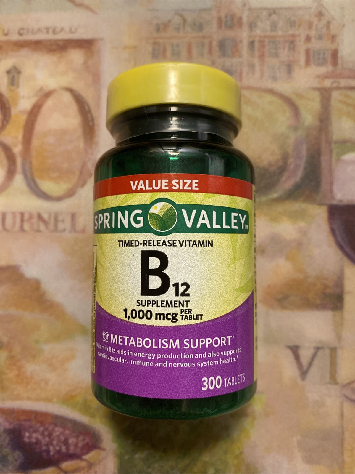 Spring Valley – Vitamin B-12 1000 mcg, Timed Release, 300 Tablet.Exp.09/2029.