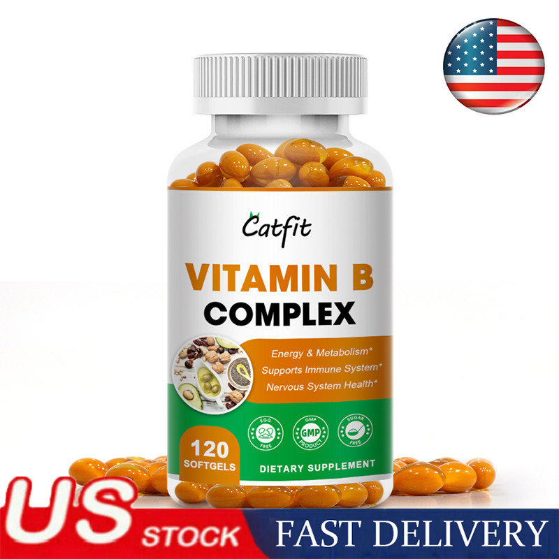120pcs Vitamin B-12 Complex Vitamins B1, B2, B3, B5, B6, B8  B12, Energy Boost